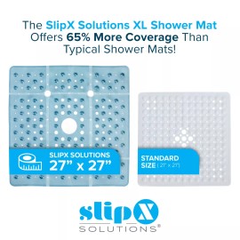 SlipX Solutions 65% MORE COVERAGE! SlipX Solutions Dusty Blue Extra Large Shower Mat (27")