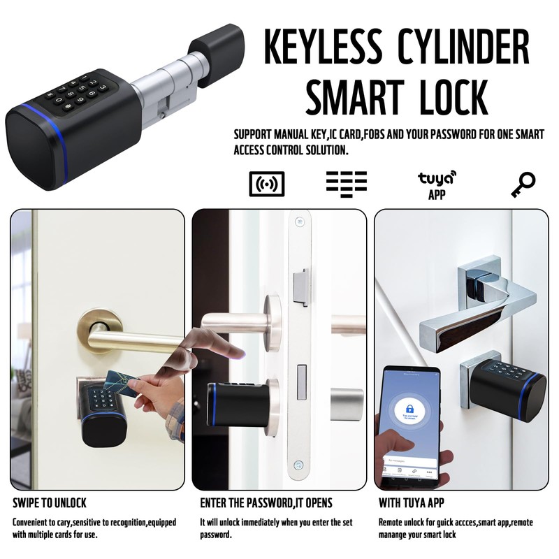 Smart Door Lock, Euro Door Smart Cylinder Lock, Electronic Locks