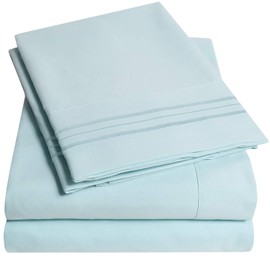 1500 Supreme Collection Extra Soft RV Short Queen Sheets Set, Light Blue - Luxury Bed Sheets Set with Deep Pocket Wrinkle Free Hypoallergenic Bedding, Over 40 Colors, RV Short Queen Size, Light Blue