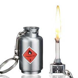 Match Keychain Lighter, Kerosene Refillable, Waterproof Flint Igniter, Permanent Metal Flint Lighter for Outdoor Camping Survival Equipment (Without Kerosene) - Silver