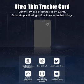 2PCS Wallet Tracker Card, Ultra-Thin Luggage Tracker with Keyring Hole, Works with Apple Find My (iOS only), Item Locator for Wallet, Keychain, ID Card and More, Wireless Charging, Water Resistant