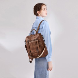 OPAGE Backpack Purse for Women Leather Backpack Purse Travel Backpack Fashion Designer Ladies Shoulder Bags With Wristlets,14-in Height