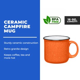 Gifts by Design Set of 16 Ceramic Campfire Mugs – 15 Oz, Orange – Coffee & Tea Cups for Home, Work, Travel, Camping – Customizable, Great for DIY, Events, Companies