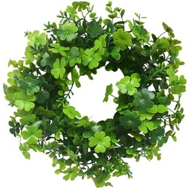 LUOZZY St. Patrick's Day Clover Wreath Four Leaf Clover Wreath Hanging Garland St. Patrick's Day Home Decorations