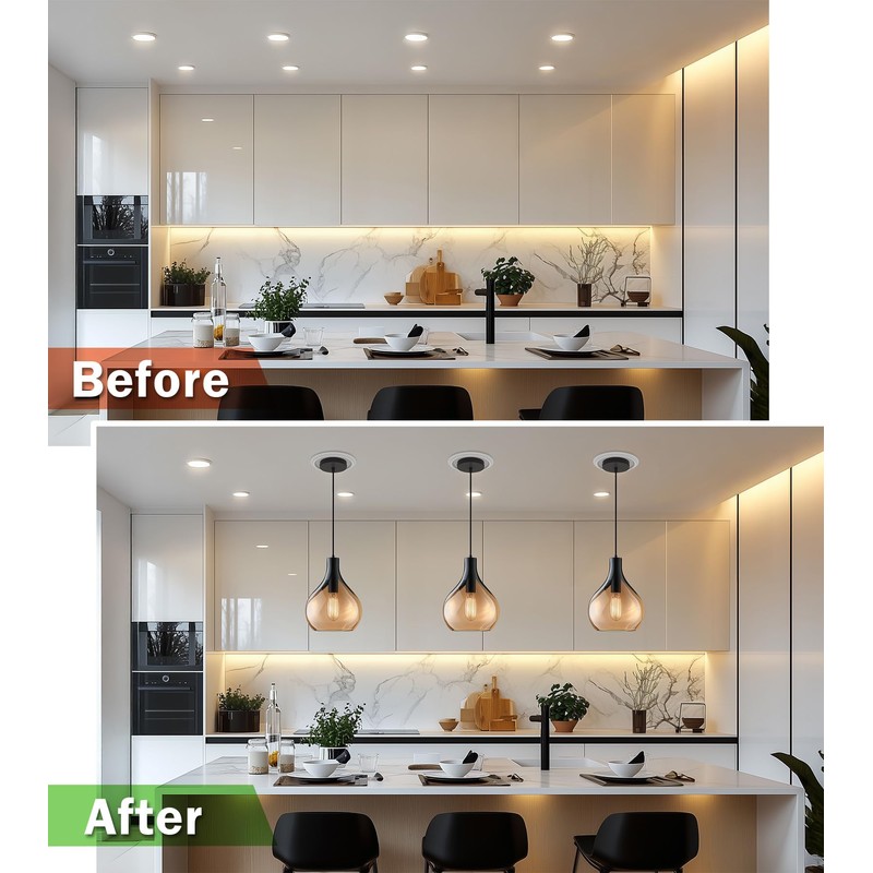 tebio R5 and 6 Recessed Can Light Conversion Kit, Ceiling