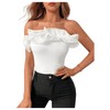 SHENHE Women's Elegant Off Shoulder Exaggerated Ruffle Trim Sleeveless Tube