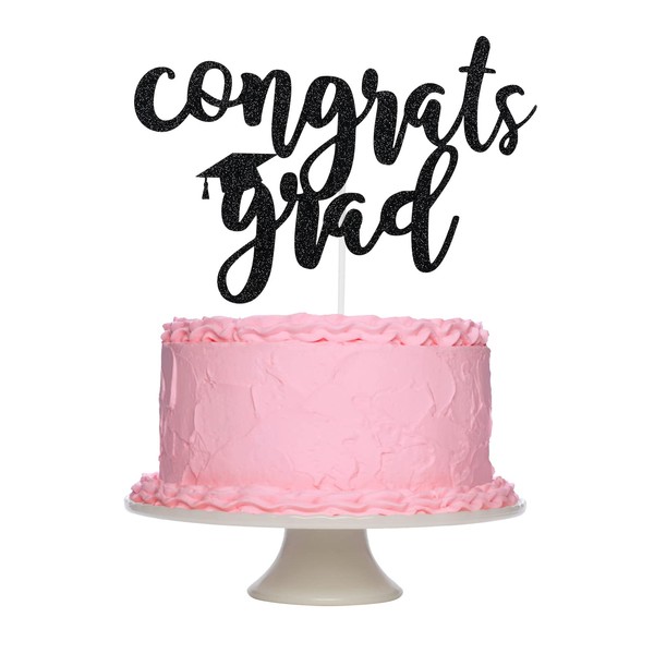 Decoración de pastel de felicitación negra para decoración de fiesta de graduación 2022