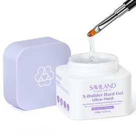 SAVILAND Super Hard Builder Gels: 120g Clear Builder Gels For Nails Plant-Based with Mica Vitamin E Castor Oil U V Hard Gel for Nails 3D Nail Extension Gel Strengthening & Thickening DIY Home Use