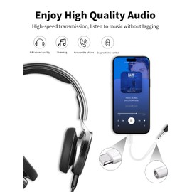 2 PACK USB C to 3.5mm headphone jack adapter,Type C to 3.5mm Headphone Aux Digital Audio Earphone for Phones and Tablets,White