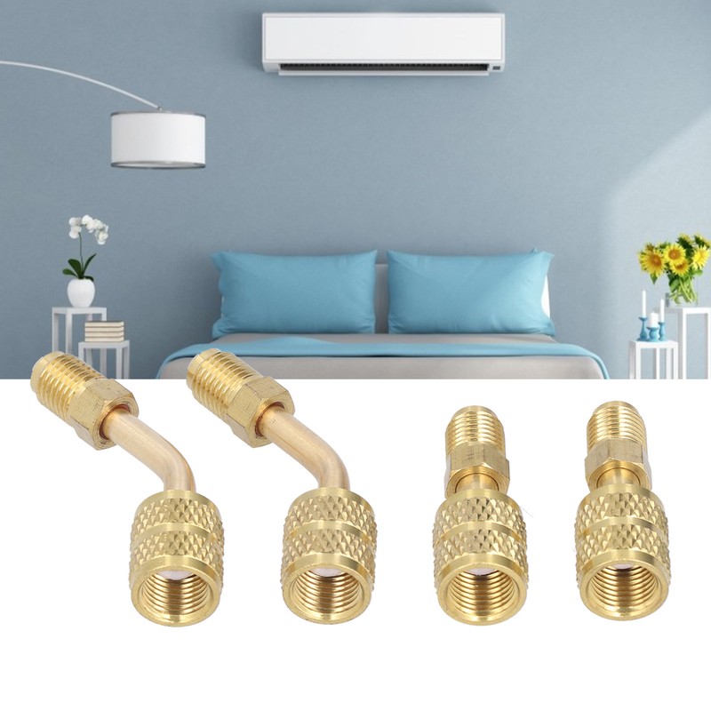 4Pcs 1/4SAE to 5/16SAE Conversion Head Refrigerant Charging Adapter for