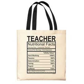 Gifts for Teacher Nutritional Facts Label Funny Teacher Gifts for Women Canvas Tote Bag