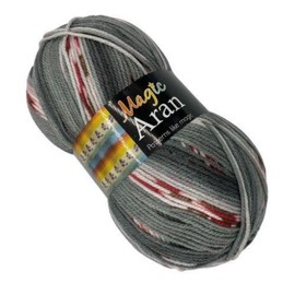 FabFinds Luxury Magic Aran Knitting Wool Yarn Chunky Soft Strong Machine Wash Tumble Dry Red Grey 250g (Grey Multi, 3)