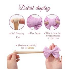 doboi 10PCS Baby Headbands Girls Hair Bows Nylon Linen Hairbands Handmade Hair Accessories for Newborn Infant Toddlers Little Girl and Kids