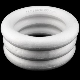 MAHIONG 3 Pack 12 Inch Craft Foam Wreath, 2 Inch Thick White Polystyrene Foam Circles Ring, Round Styrofoam Wreath Form for Crafts DIY Arts Floral Projects Home Wedding Decor