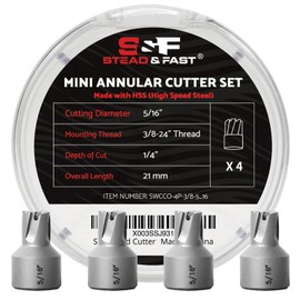 S&F STEAD & FAST Spot Weld Cutter Drill Bit 4 Pcs, Spot Weld Removal Replacements, Cutting Diameter 5/16", 3/8" Shank, Annular Cutter for Hand Drill, Auto Body Tools, Collision Repair, Car Restoration