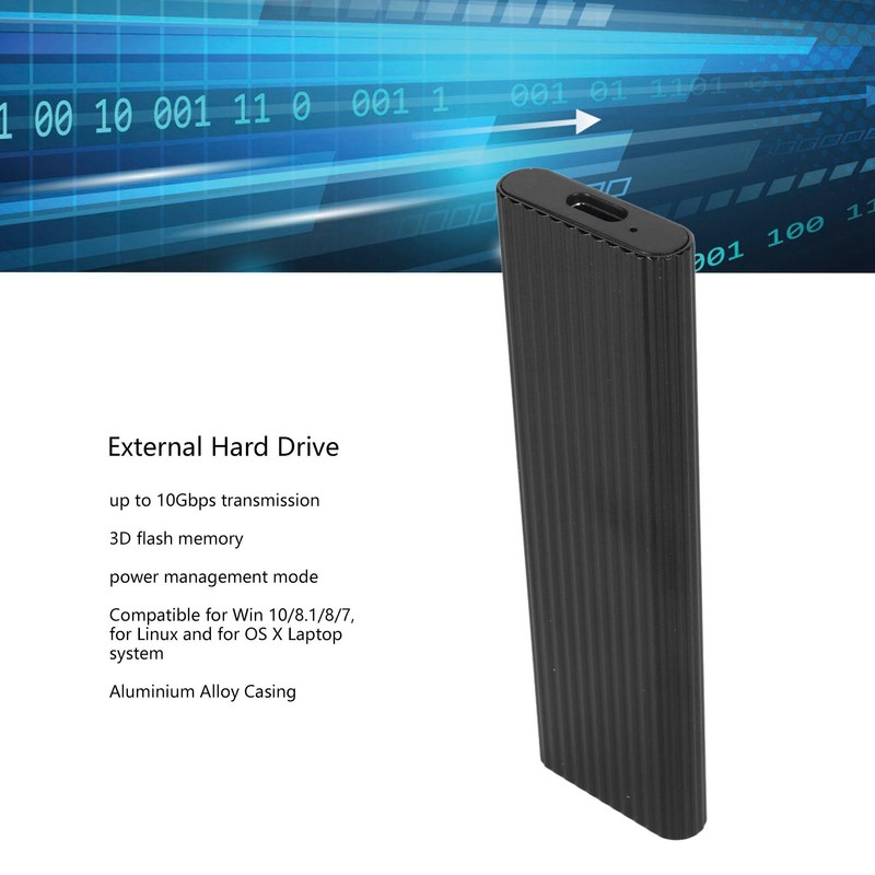 External Hard Drive M.2 NGFF 10Gbps Type C Interface Aluminium