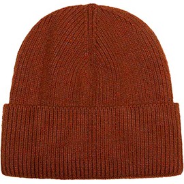 styleBREAKER Unisex Knitted Hat with Ribbed Pattern and Wide Brim, Fine Knit Hat Double Knit, Knitted Beanie 04024190, rust brown