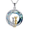 VONALA Celtic Moon Cat Necklace for Women Sterling Silver Two