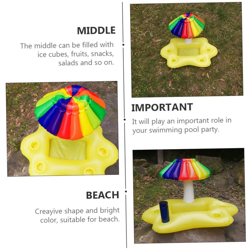 WHAMVOX Inflatable Toy Sun Umbrella Pool Cooler Floating Drink Holder