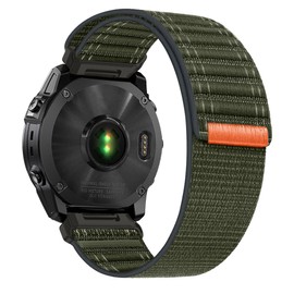Abanen Lightweight Nylon Sport Loop One-piece Design Watch Band for Garmin Fenix 8 51mm / epix Pro 51mm/ Fenix 7X / Instinct 2X / Fenix 6X / Enduro 3 (Dark Green)