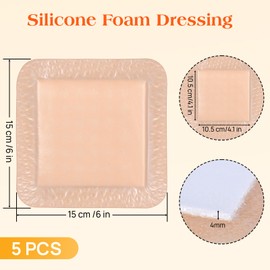 Silicone Foam Dressing with Border,Gentle Adhesive Foam Dressing for Wound Care,Waterproof,Breathable,Highly Absorbent Silicone Bandage Care for Pressure Sores, Ulcers (6×6 inches, 5Pcs)