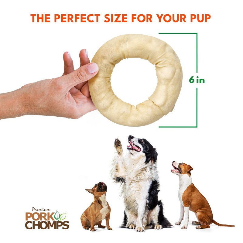 Pork Chomps Baked Pork Skin Dog Chew, 6-inch Bagel, 1