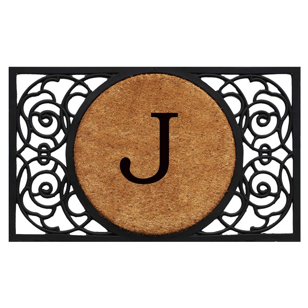 Calloway Mills 180031830J Armada Circle Monogram Doormat, 18" x 30" (Letter J)