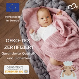 MIRARI Kids Crawling Blanket for Baby Made of 100% Merino Wool - Merino Blanket 75 x 100 cm - Baby Blanket Newborn - Baby Blanket for Pram - Children's Blanket - Baby Blanket Boy - Wool Blanket