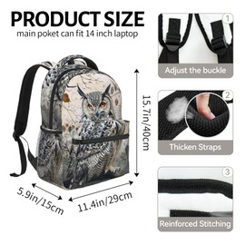 Ti Caldi Owl in Forest Backpack for Women Teen Girls School Laptop College Woodland Bird Backpacks for Gifts Travel Hiking Work Camping, Polyester Lightweight Rustic Bookbag Back Pack