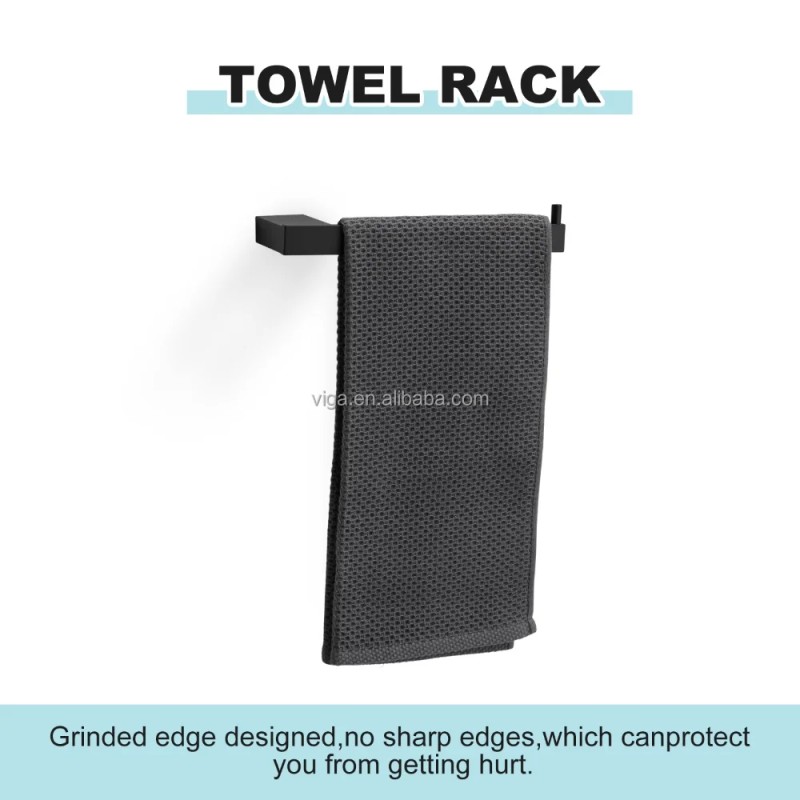 Matte Black Bathroom Accessories Set 5 Pieces, Wall Mounted Screw-In
