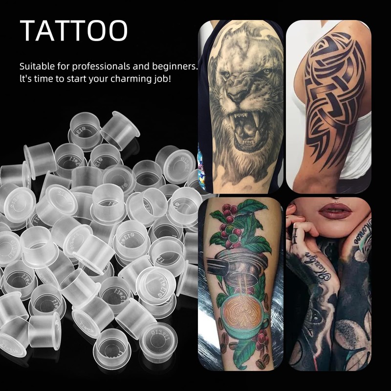 ATOMUS Tattoo Ink Cups With Base 300Pcs Pigment Cups Medium