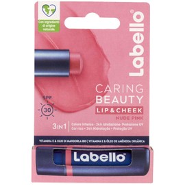 Labello Caring Beauty Lip & Cheek Nude Pink 4.8 g Lip and Cheek Pencil with a Pink Note, Tinted Lip Balm and Blush Stick 2-in-1, Moisturising Lip Balm with SPF 30 Protection