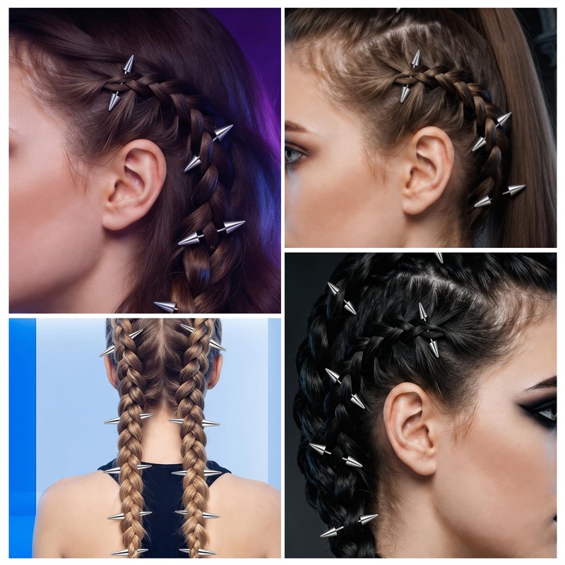 30Pcs Gothic Hair Clips, Punk Spiked Metal Accessories for Women