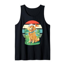 Golden retrievers golf course cap "I love golf" collar sport Tank Top