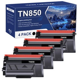 Toner Bank TN850 TN820 High Yield Toner Cartridge TN 850 TN-850 Replacement for Brother TN820 TN-820 TN 820 for HL-L6200DW MFC-L5700DW MFC-L5850DW HL-L5200DW MFC-L5900DW MFC-L6800DW Printer Black Ink 4-Pack