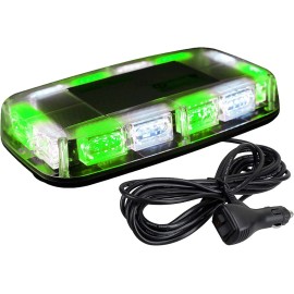48-LED High Visibility Emergency Safety Warning Light Bar for Roof Top Mini LED Light Snow Plow Trucks Construction NewLight Color: Green/White, Rated Power: 48, Beam Angle: Spot