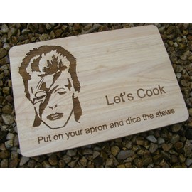 David Bowie Gift IDEA Wood Chopping Cutting Cheese Board Place MAT Wooden Kitchen House Cooking Baking Birthday Present (Premium Hardwood 30x20x1.5 cm)