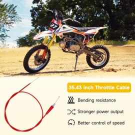 HIAORS 35.43" Throttle Cable Compatible with SSR 125 110cc 90cc 70cc Baja Dirt Runner Apollo RFZ Tao tao DB14 DB17 Coolster QG-210 X-pro SYX Moto 4-Stroke Chinese Pit Dirt Bike Motorcycle Parts Red