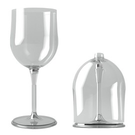 BOSO Portable Collapsible Plastic Wine Glass (BPA Free) with a Safety Carrier 1pcs (Transparent)