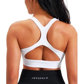 JOYSPELS Sports Bra Women's Strong Hold Without Underwire Padded Bustier Strapless Bra Seamless Push Up Yoga Fitness, White, M