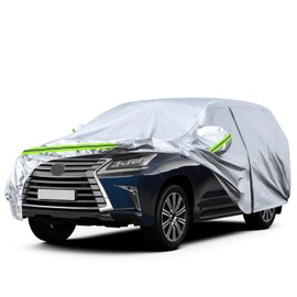 Waterproof Car Covers Replace for 2008-2025 Lexus LX/Toyota Land Cruiser, 6 Layers Silver All Weather Custom-fit Car Cover with Zipper Door & Windproof Bands for Snow Rain Dust Hail Protection