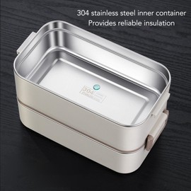 2 Tier Stackable Box, Leakproof Insulated Containers with 304 Stainless Steel, for School Office, Portable Food Container with Sealable Structure, Hot Meals Anytime, Sustainable