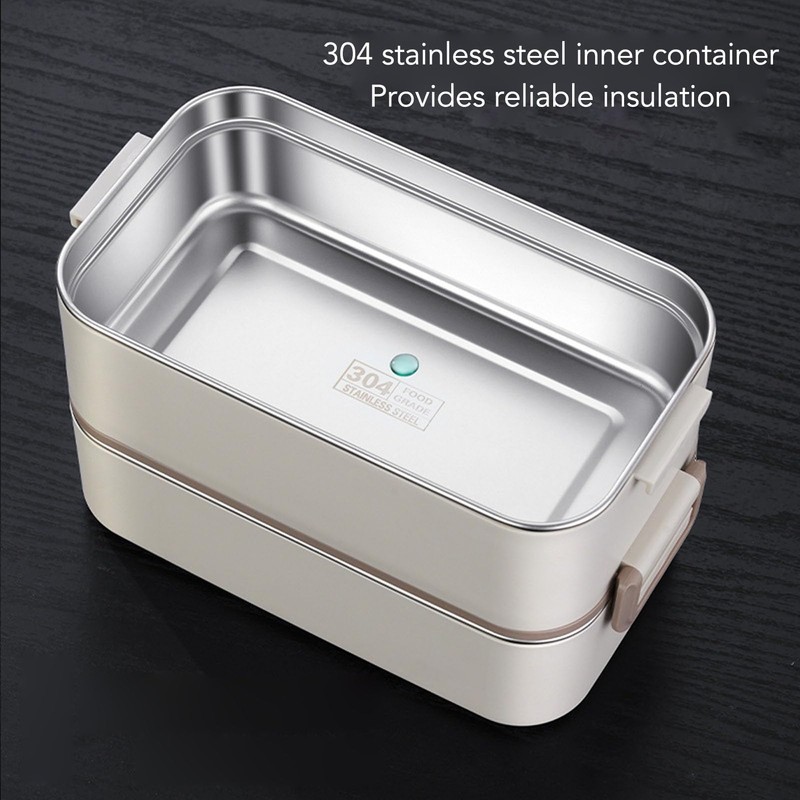 2 Tier Stackable Box, Leakproof Insulated Containers with 304 Stainless