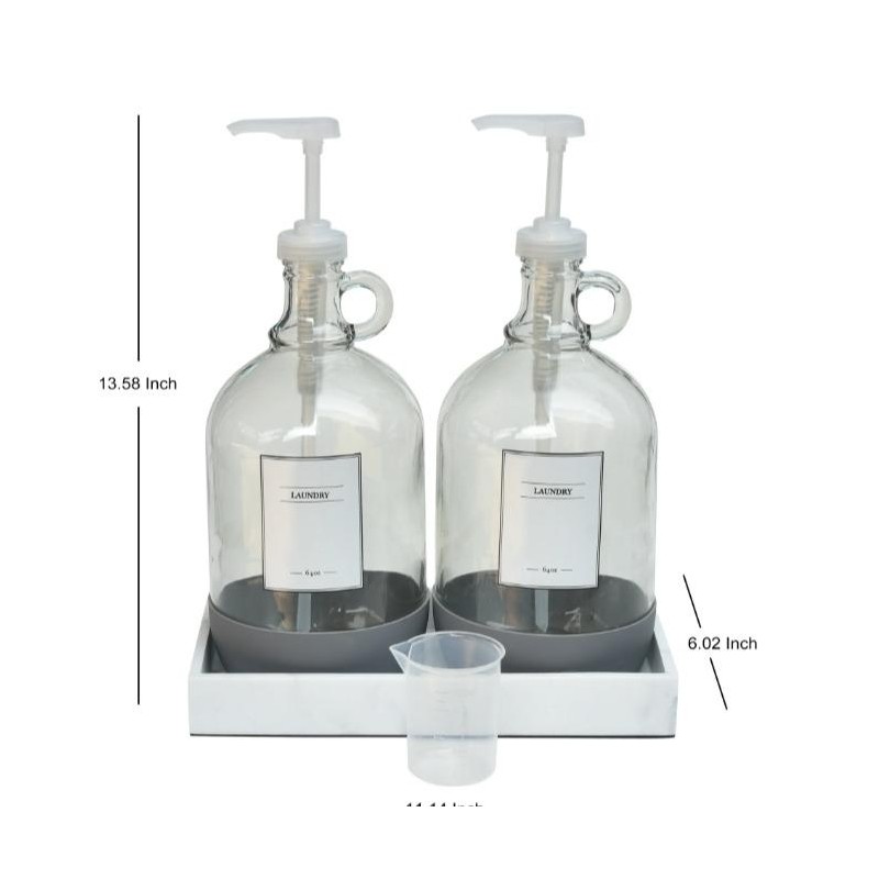 128 fl oz Glass & Resin Laundry Detergent Dispenser Set,