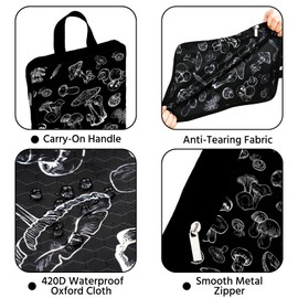 6 Pcs Compression Packing Cubes Waterproof Suitcase Travel Bag Luggage Backpack Organizer Travel Cubes for Packing-Black Mushroom