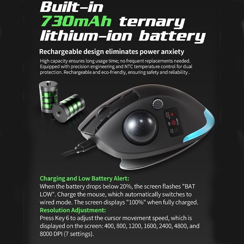 Wireless Mouse – 2.4GHz + Bluetooth Dual Mode Connection, 8