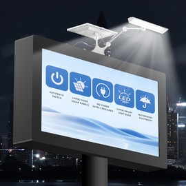 Outdoor Solar Sign Light, 420 LEDs, 5200 Lumens, 12000 mAh, IP65 Waterproof, Solar Powered Commercial Light, For Real Estate Signage, Garden Fence Lighting, Hypermarket Door Number Lighting (Black) (White)