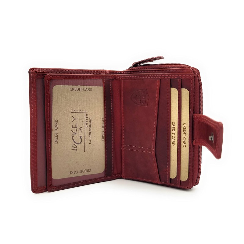Small Genuine Leather Women's Wallet with RFID Protection, red, Retro