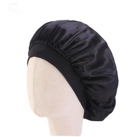FRCOLOR 5Pcs Satin Sleep Caps Elastic Wide Brim Hair Protection Hats for Home Bath Travel Breathable Comfortable Solid Colors for Boys and Age
