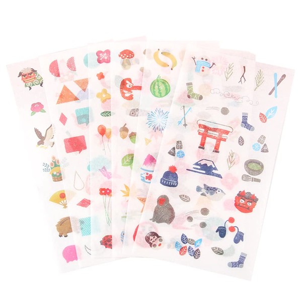 moin Moin 2110sl103 Stickers, Set of 12, Washi Paper, Realistic